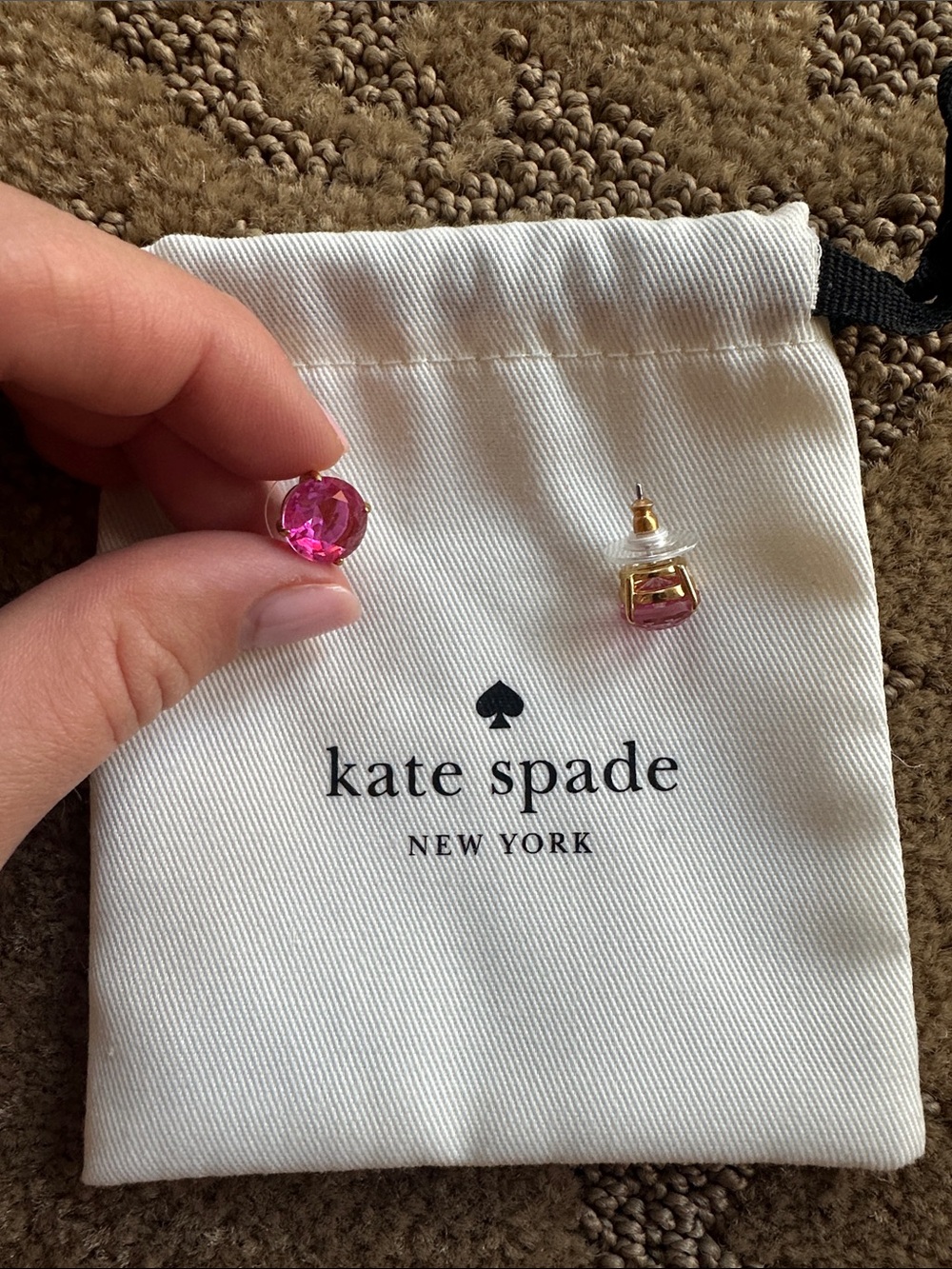 kate spade gold-tone stud earrings with pink crystals
